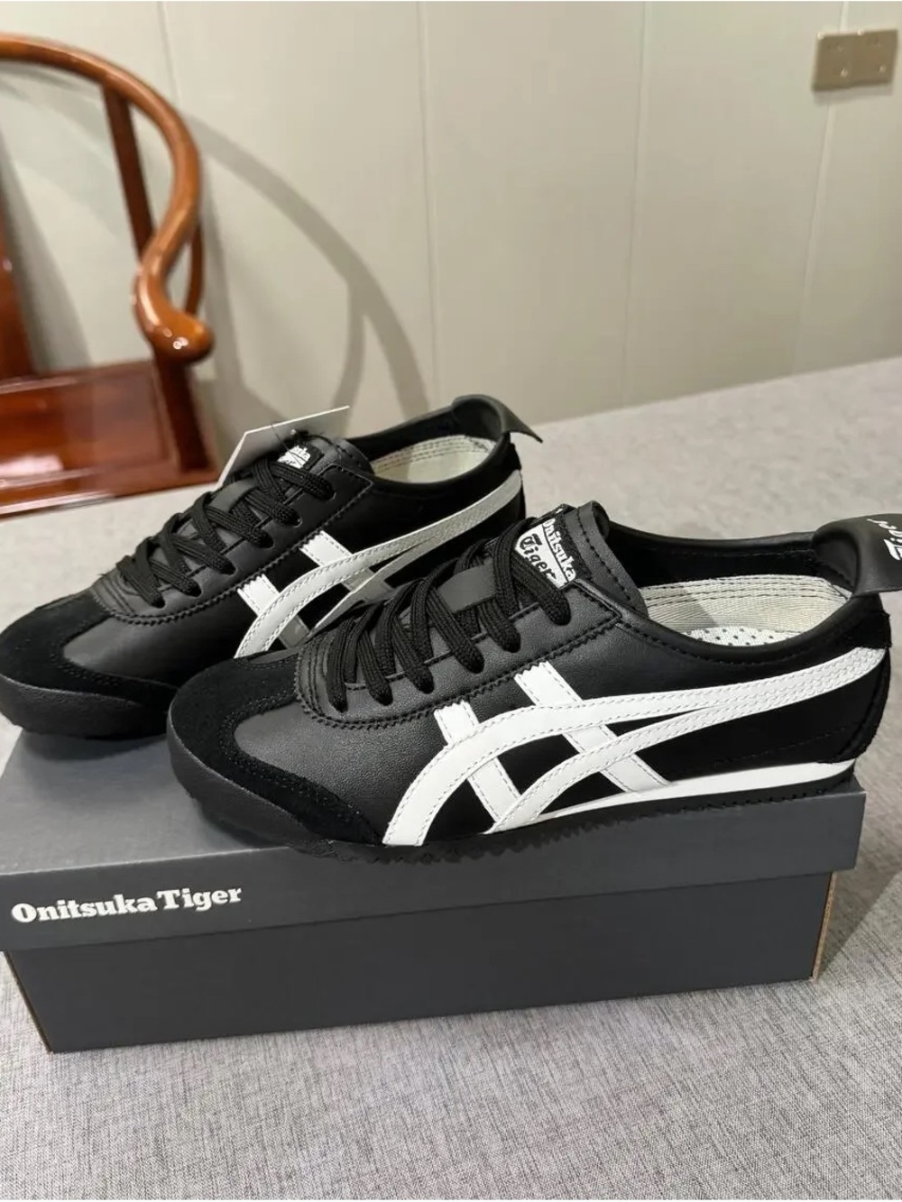 Onitsuka Tiger by Asics Black with White Stripes Low-Top Sneakers